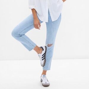 {GAP} "Vintage Slim Mid Rise" Cheeky Straight Leg Distressed Stretch Denim Jeans